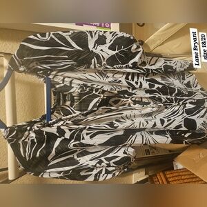 Lane Bryant Black and White Tie Front Blouse